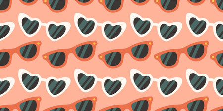 Hand drawn summer pattern with sunglasses, seamless pattern for fabric, textiles, wrapping paper, cover, bannerのイラスト素材