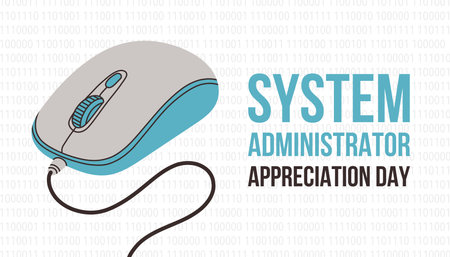 System Administrator Appreciation Day. 28 July. Computer mouse and binary code. Vector illustration...