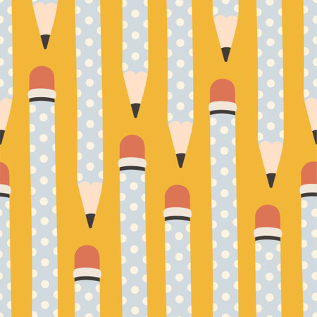 Seamless pattern with pencil, repeat pattern. Design for education, school projects, packaging, stationery decorativeのイラスト素材