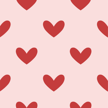 Simple heart seamless pattern. Wrapping, packaging in flat style. Red and pink. Suitable for gift...