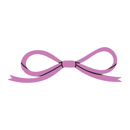 Simple violet bow isolated on white background. Flat vector illustration of cute bow for postcard, scrapbooking, poster design, sticker.のイラスト素材