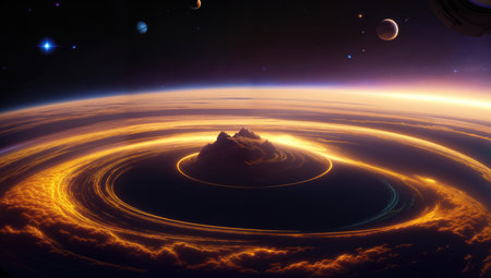 planets in outer space. science fiction wallpaper. beauty of deep space, AI Generatedの素材