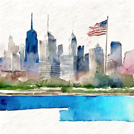 Happy Independence Day of the United States of America. Abstract watercolor background. AI-generatedの素材