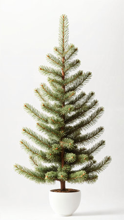 Fir tree isolated on white background. Christmas or New Year decoration. AI-generatedの素材