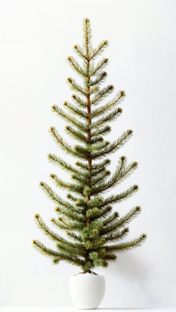 Fir tree isolated on white background. Christmas or New Year decoration. AI-generatedの素材