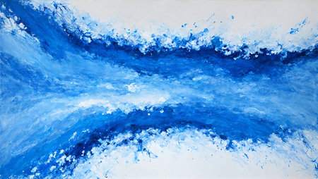 Abstract blue paint splash on white background. In the style of oil painting. AI-generatedの素材