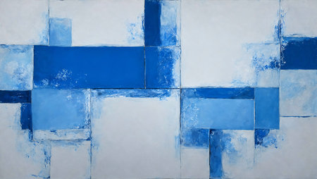 Abstract blue paint splash on white background. In the style of oil painting. AI-generatedの素材