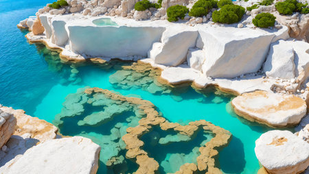 Beautiful bay with turquoise water and rocks. AI-generatedの素材