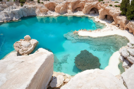 Beautiful bay with turquoise water and rocks. AI-generatedの素材