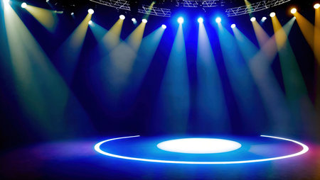 Stage Spotlight with Laser rays, Stage Podium Scene, Stage Backgroundの素材