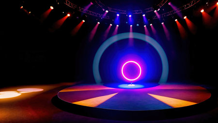 Stage Spotlight with Laser rays, Stage Podium Scene, Stage Backgroundの素材