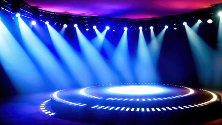 Stage Spotlight with Laser rays, Stage Podium Scene, Stage Backgroundの素材
