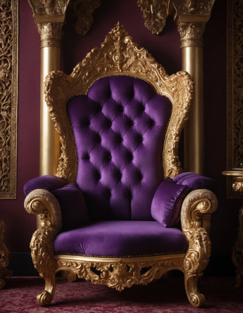 Luxury royal purple armchair in classic interior.の素材