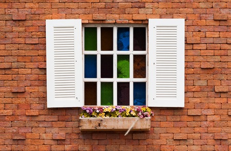 White Windows on Blick Wallの写真素材