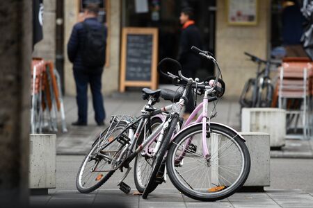 Parked bicycles in the Munich city (Germany)