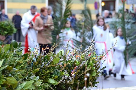 Palm consecration on Palm Sunday in Schoerfling (Voecklabruck district, Upper Austria)