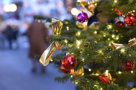 Christmas tree in the pedestrian area in Bad Ischl (Gmunden district, Upper Austria)の写真素材