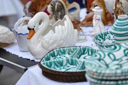 Every summer there are several markets for used ceramics and used dishes. - Every year in summer there are several markets for used ceramics and used dishes.の写真素材