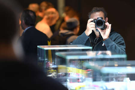 Testing a new camera model at a big fair in Germanyのeditorial素材