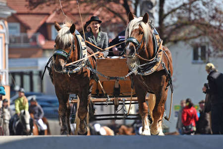 Georgi Ride in Wolfsegg (Vöcklaruck District) - Georgiritt is the name for horse pilgrimages in honor of St. George, which mostly go back to centuries-old traditions. They take place every year in different places in Austria.のeditorial素材
