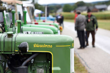 Vintage tractor meeting in Desselbrunn (Vöcklabruck district, Upper Austria) - Every summer, well over 100 old tractors can be admired here.のeditorial素材