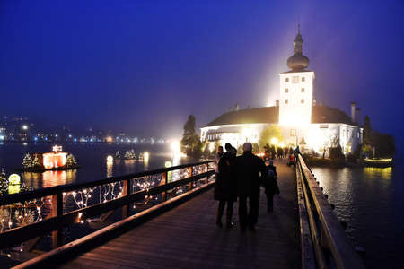 Castle Ort in winter at nightのeditorial素材