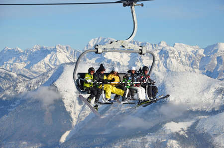 Winter sports in Austria, Feuerkogel ski area (Ebensee, Salzkammergut, Gmunden district, Upper...
