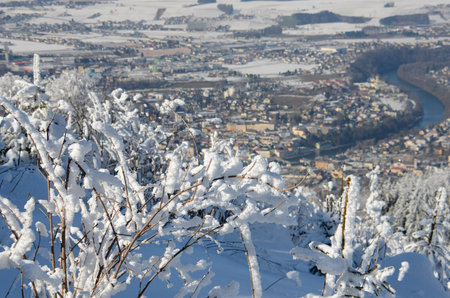 Winter wonderland on the GrÃ¼nberg (Gmunden, Salzkammergut, Upper Austria, Austria)のeditorial素材