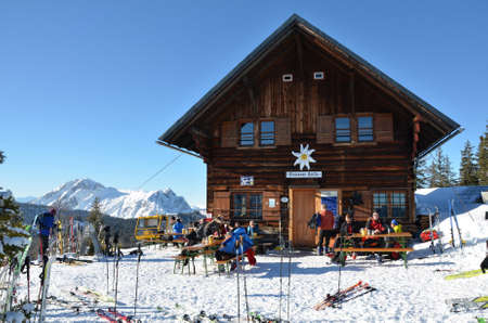 Ski tourers Goiserer Hut Bad Goisern (Gmunden district, Upper Austria, Austria)のeditorial素材