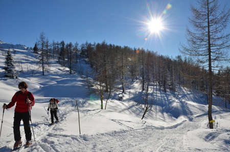 Ski tourers Goiserer Hut Bad Goisern (Gmunden district, Upper Austria, Austria)のeditorial素材