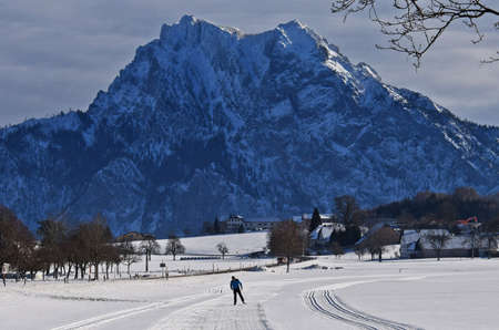 Cross-country skiing Neukirchen near AltmÃ¼nster (District Gmunden, Upper Austria, Austria)のeditorial素材