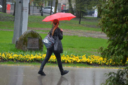 Rainy weather in the city (Linz, Upper Austria, Austria)