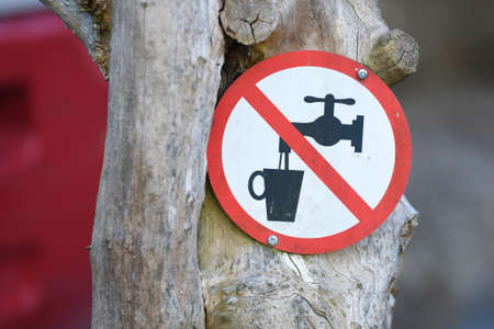 Sign No drinking water in Salzburg Zoo, Austria, Europe
