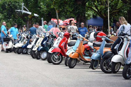 Vespa meeting in AltmÃ¼nster, Salzkammergut, Austria, Europeのeditorial素材