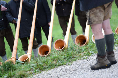 The alphorn is a wooden musical instrument several meters long