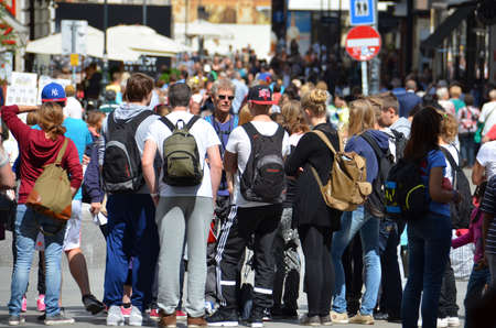 Many tourists on a street in Vienna, Austria, Europeのeditorial素材