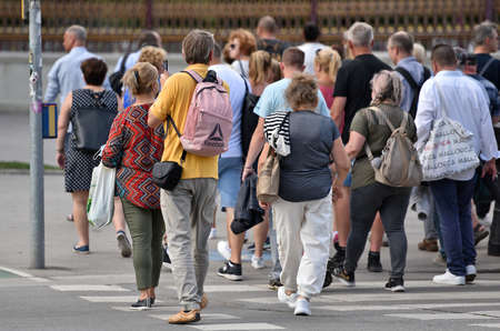 Many tourists on a street in Vienna, Austria, Europeのeditorial素材