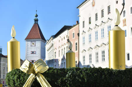 Christmas decoration on the town square in Wels, Austria, Europe