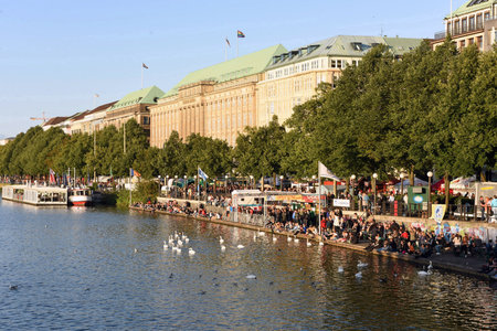 Buildings on Alster in Hamburg, Germany, Europeのeditorial素材