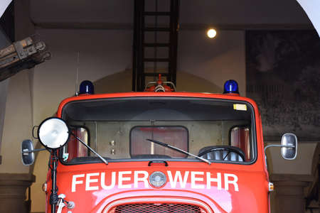 Classic fire engine in the Fire Brigade Museum in Sankt Florian, Austria, Europeのeditorial素材