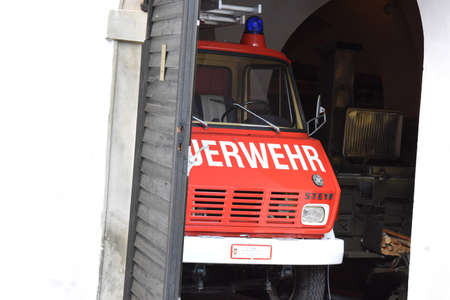 Classic fire engine in the Fire Brigade Museum in Sankt Florian, Austria, Europe