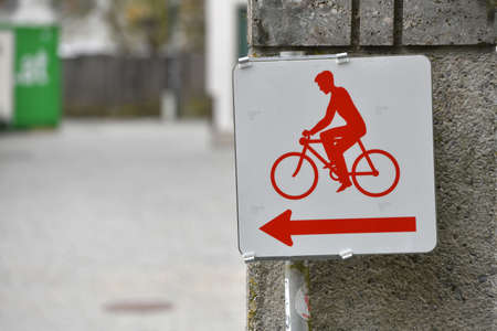 Sign of a cycle path in Steyr, Austria, Europeの写真素材