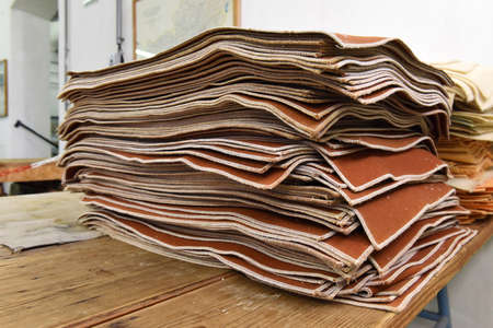 Manual paper production in the handcrafting workshop in the SteyrermÃ¼hl paper maker museum,...