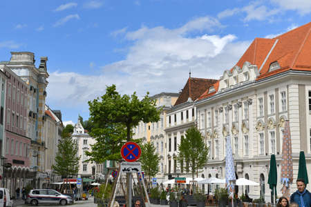 The town square of the old industrial town of Steyr, Austria, Europeのeditorial素材