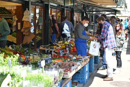 The famous green market Naschmarkt in Vienna, Austria, Europeのeditorial素材
