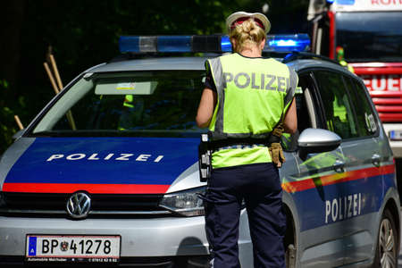 Police cars in Upper Austria, Austria, Europeの写真素材