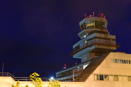 Linz Airport at night, Upper Austria, Austria, Europe - Linz Airport at night, Upper Austria, Austria, Europeの写真素材