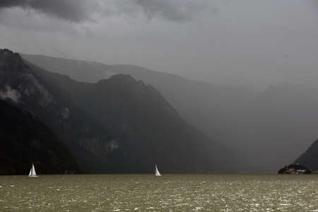 Bad weather at the Traunsee, Gmunden, Salzkammergut, Bad weather at the Traunsee, Gmunden,...