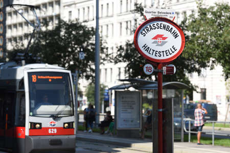 Tram stop in Vienna, Austria, Europe - Tram stop in Vienna, Austria, Europeのeditorial素材