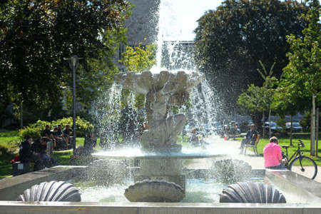 Fountain at the main train station in Linz, Austria, Europeのeditorial素材